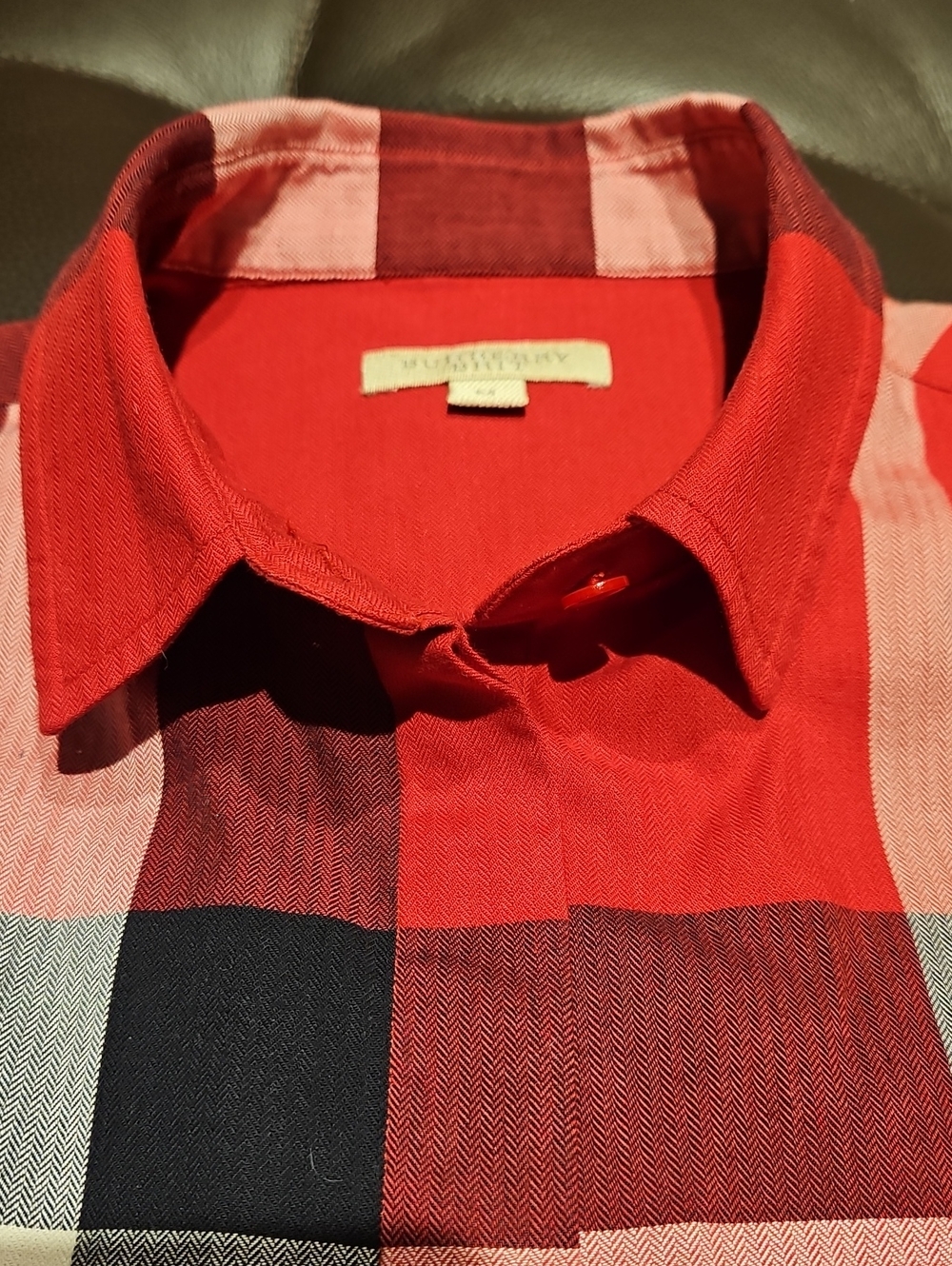 Womens Burberry Red and Black Nova Check Button-Down Shirt    Size Medium - Picture 6 of 9
